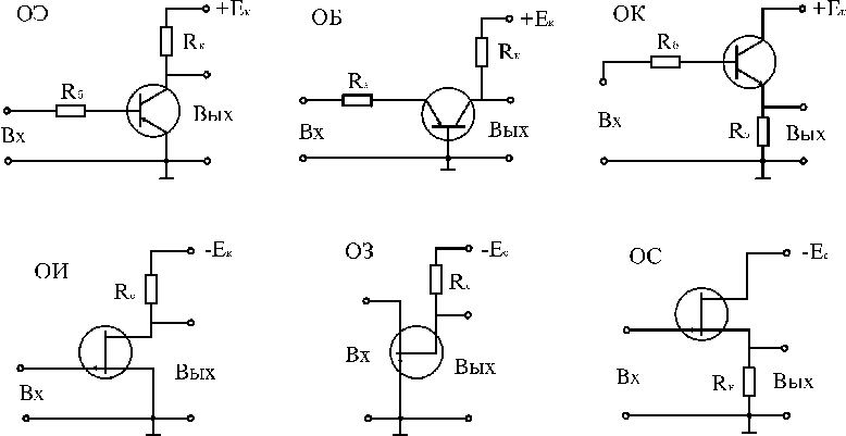 Схемы включения транзисторов: общий эмиттер, общая база, общий коллектор