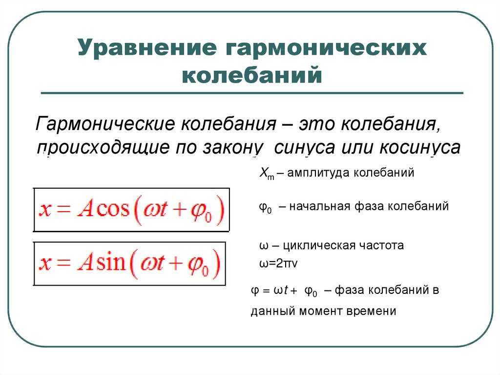 Гармонические колебания - характеристика, закон и формулы