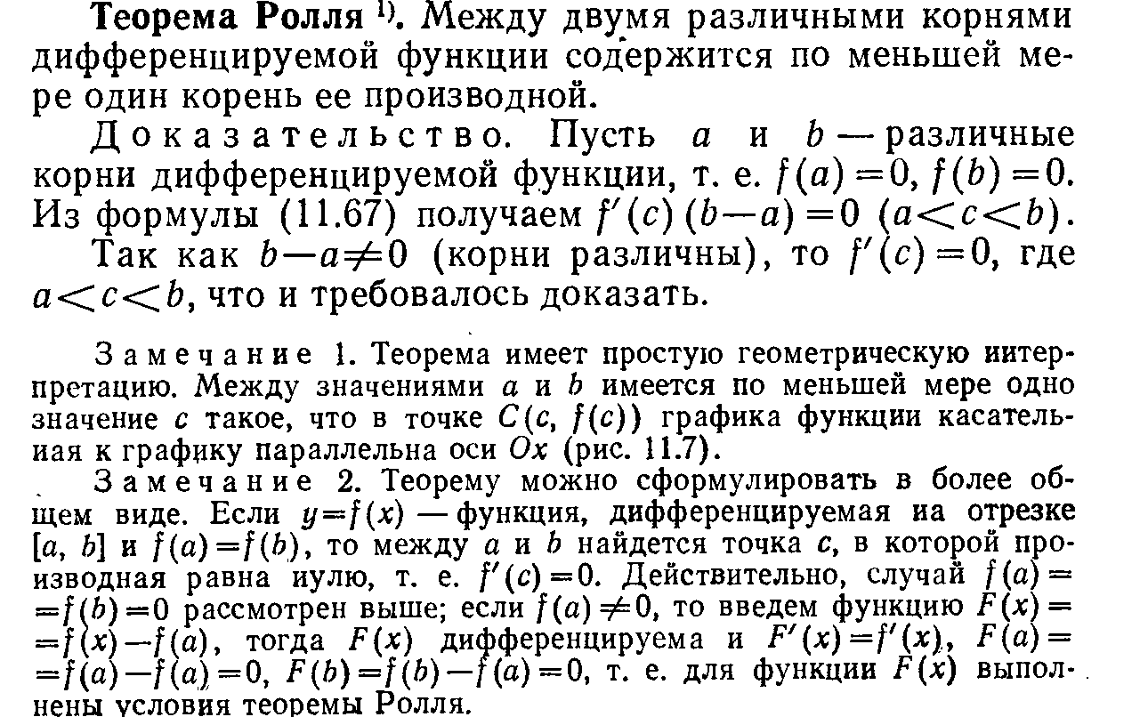 Основные теоремы для дифференцируемых функций