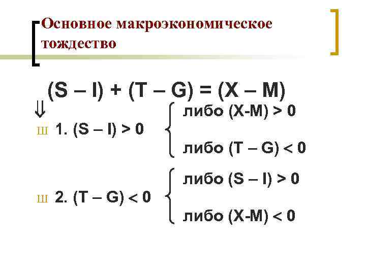 Основные макроэкономические тождества