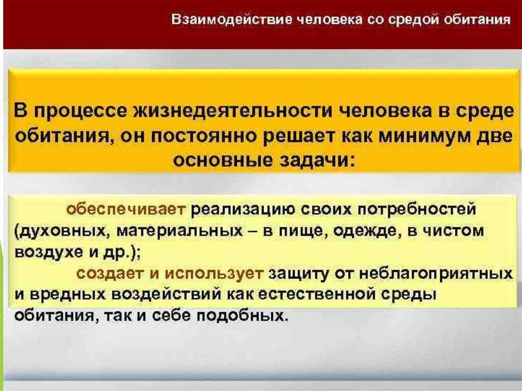 Реферат взаимодействие человека со средой обитания