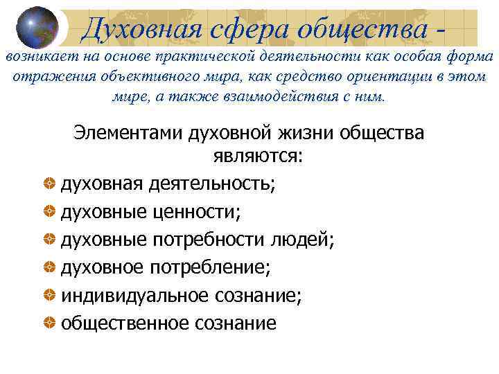 Содержание и формы духовной деятельности 10 класс конспект профиль