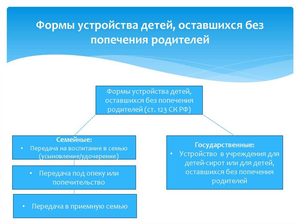 Формы воспитания детей оставшихся без попечения родителей