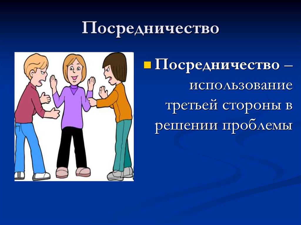 Объясните смысл понятия посредничество как способ решения социального конфликта