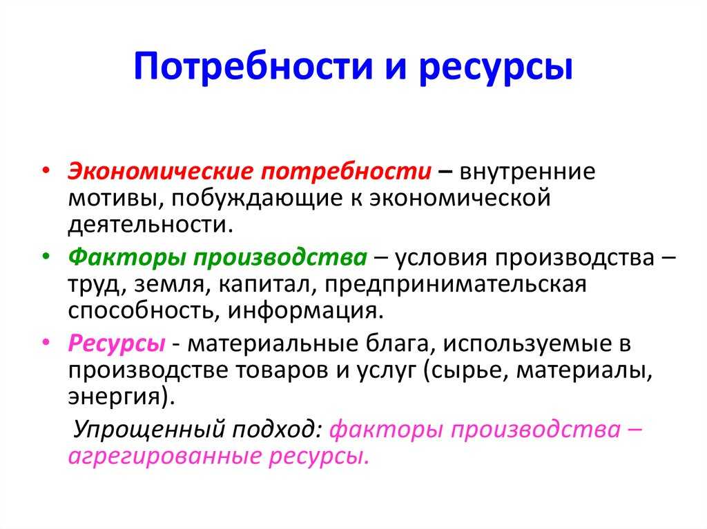 Экономические потребности, блага и ресурсы