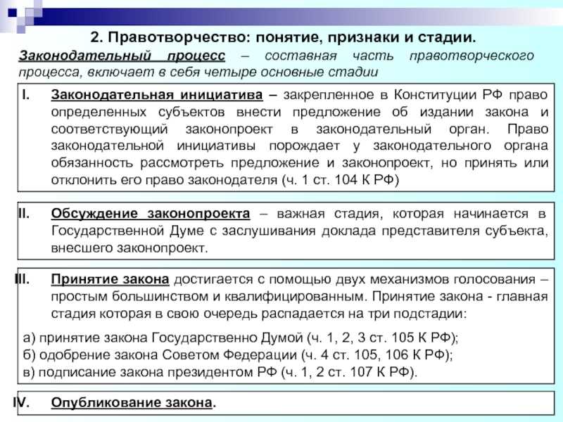 Законодательный процесс в рф: понятие и стадии