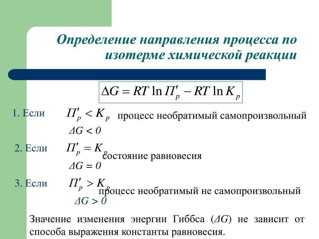 Уравнение изотермы химической реакции его анализ — решение уравнений