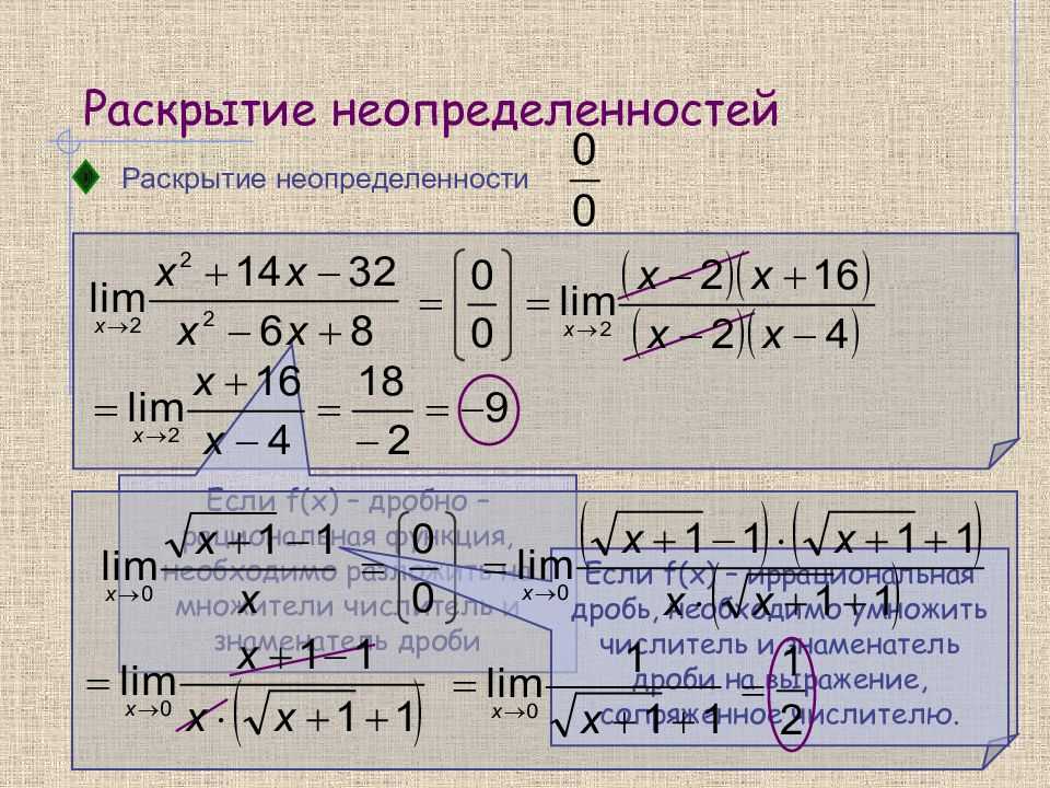 Решение пределов функций, используя правило лопиталя