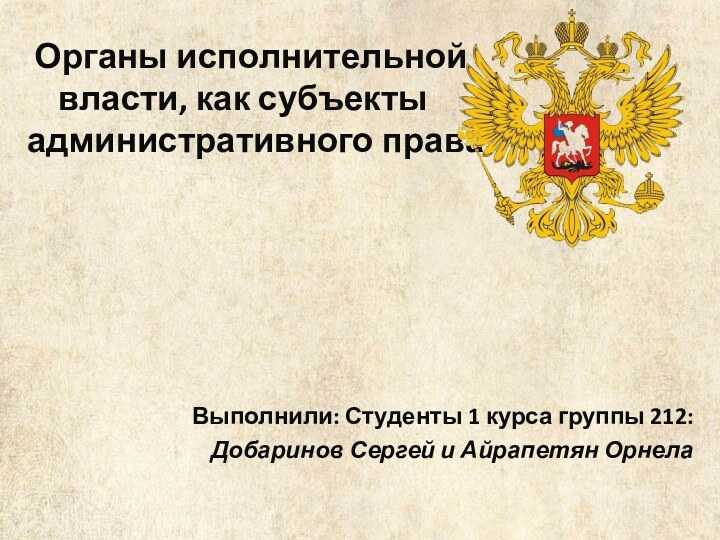 Органы исполнительной власти