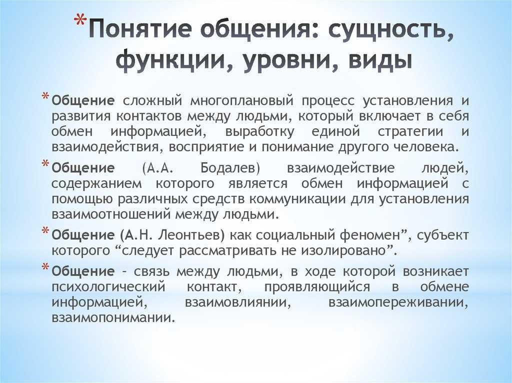 Общение: понятие, сущность, виды