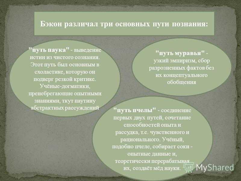 Пути познания бэкона путь муравья путь пчелы путь паука
