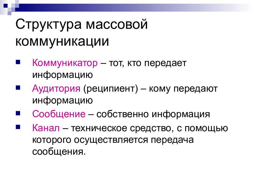 Понятие массовой коммуникации как разновидности массового человеческого общения