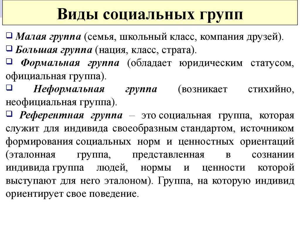 Социальные группы . конспект, кратко - учительpro
