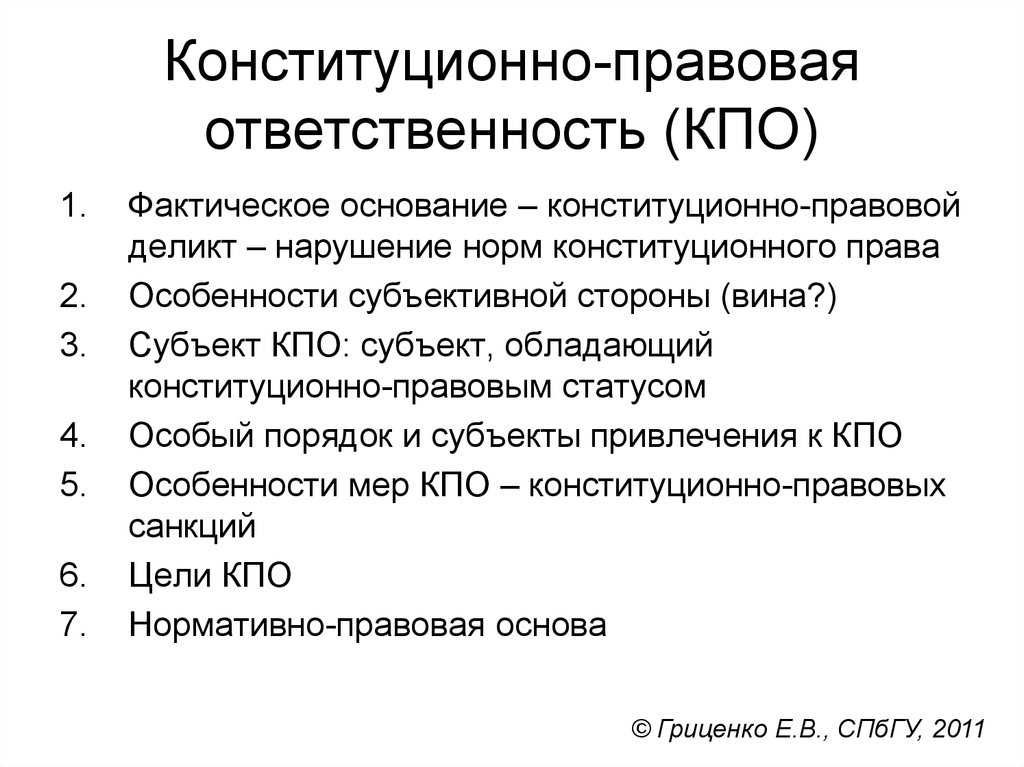 Основание конституционно-правовой ответственности - определение термина