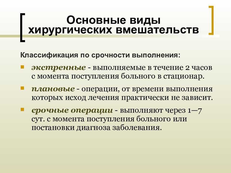Лекция
хирургическая операция.
основные виды хирургических операций презентация, доклад, проект