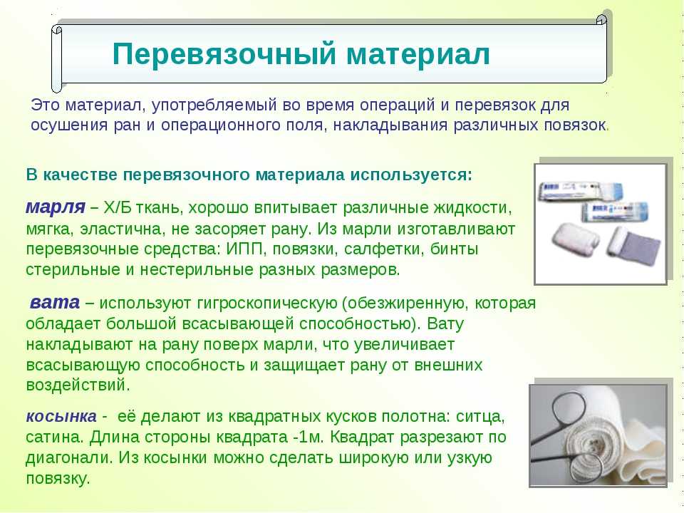 Изготовление перевязочного материала алгоритм кратко
