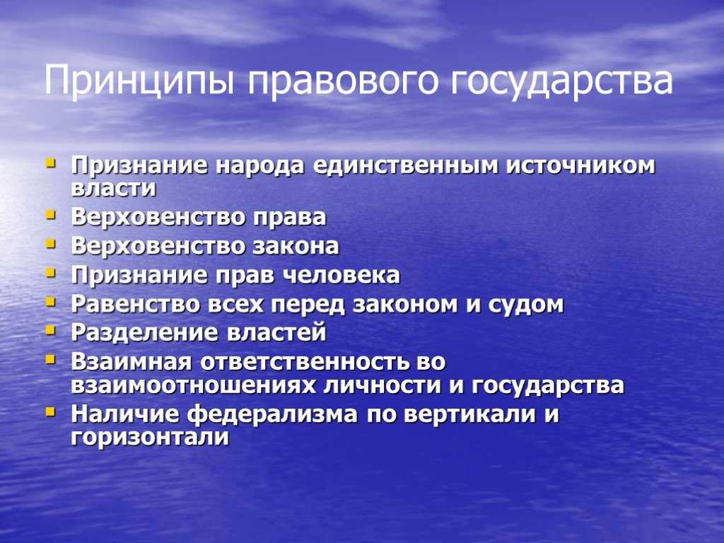 Каковы основные принципы правового государства