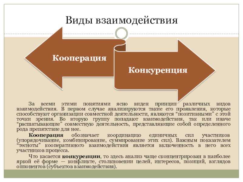 Обычно различают межличностное и межгрупповое взаимодействие