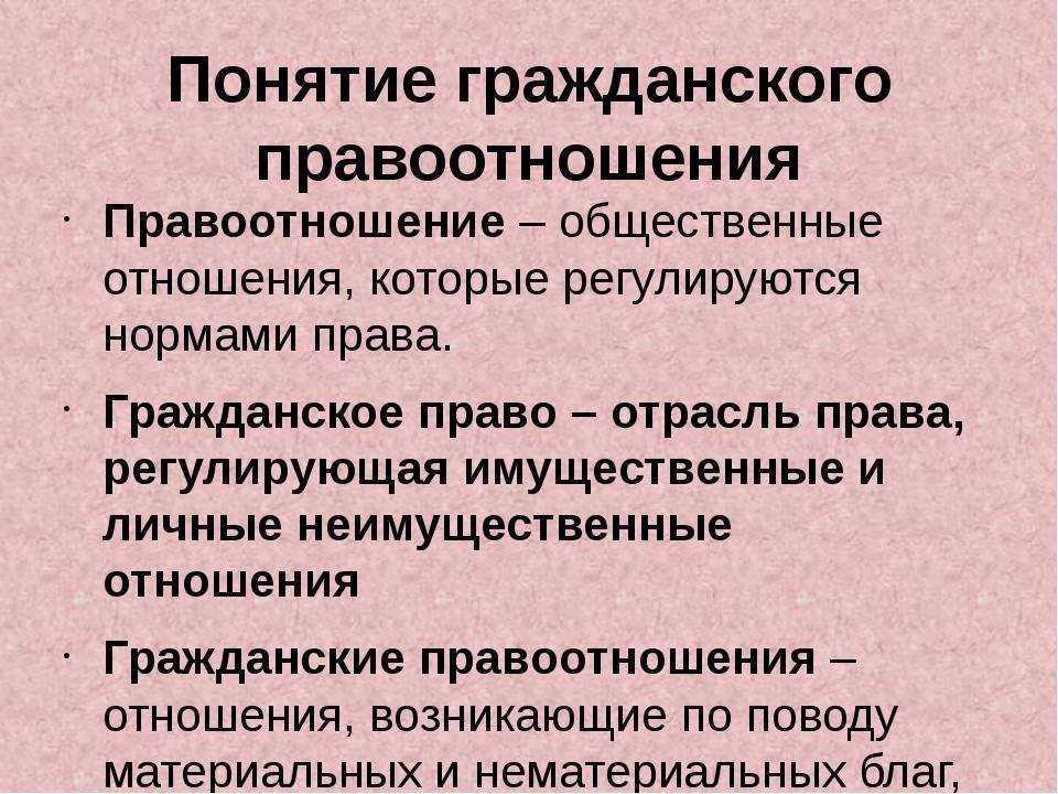Понятие и основания возникновения гражданских правоотношений и их прекращения