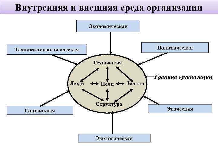 Составьте схему внутренней среды организации