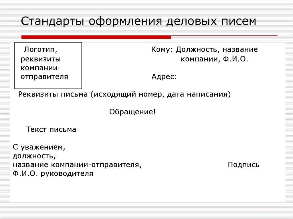 Образец написания делового письма