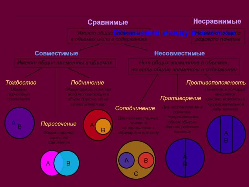 Отношения между понятиями: эквивалентность, подчинение, пересечение