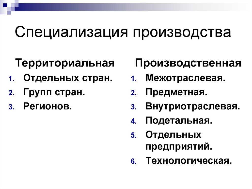 Специализация производства