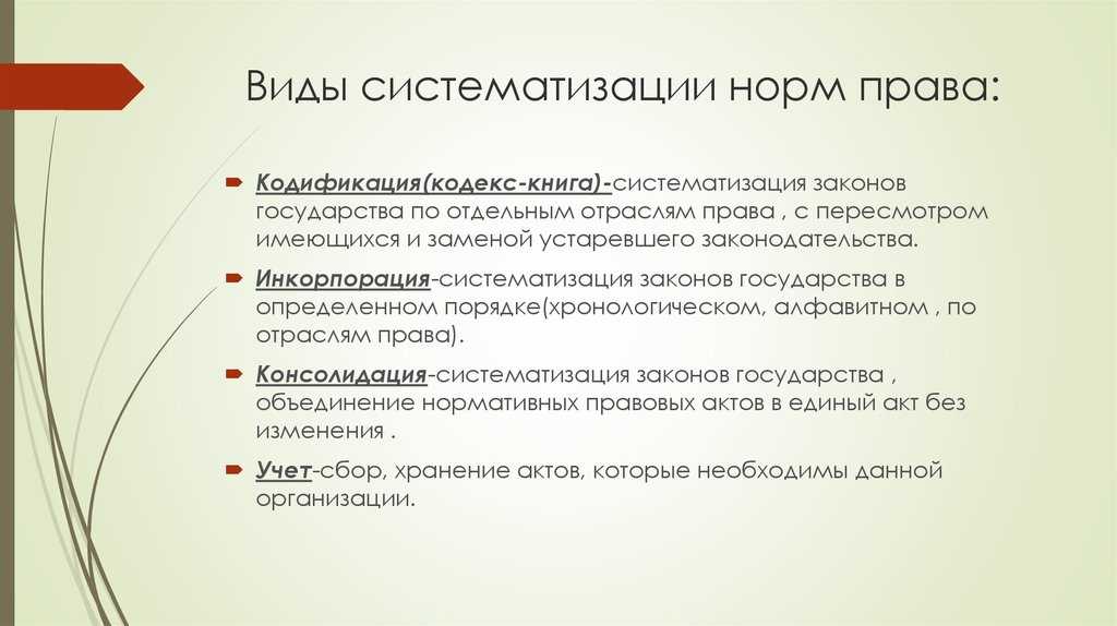 Систематизация нормативных актов