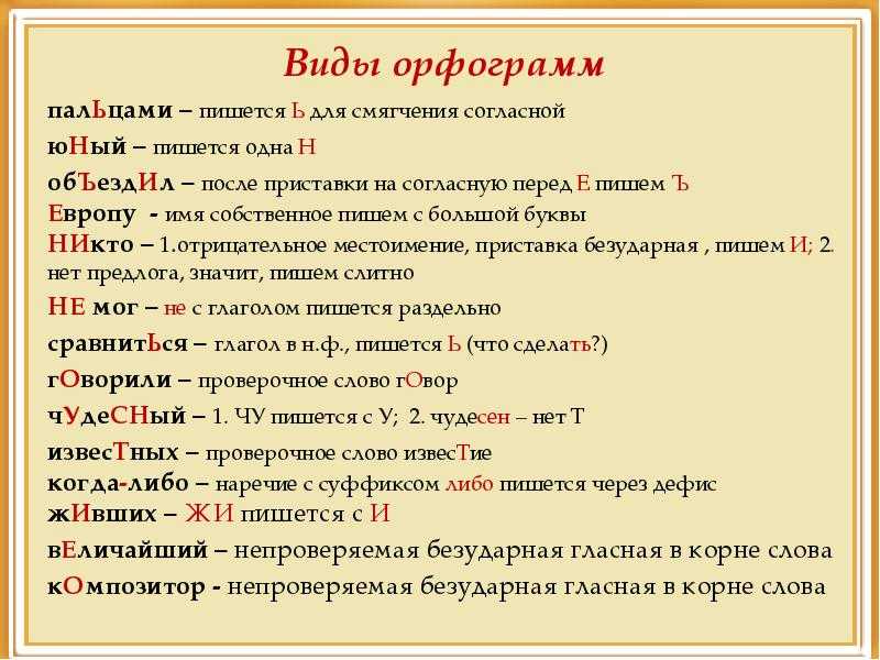 Что такое типы орфограмм