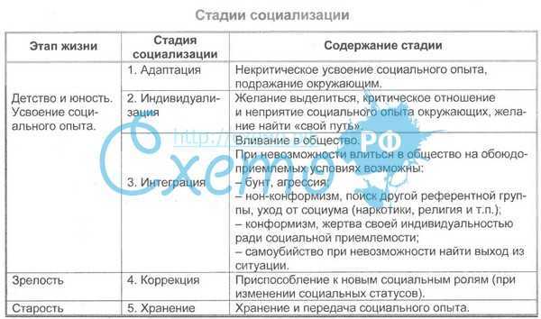 Этапы социализации личности