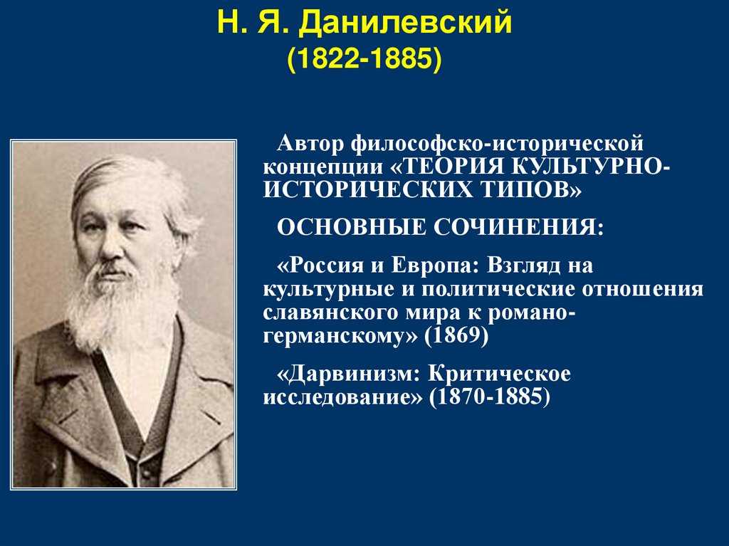 Виды культурно-исторических типов данилевского