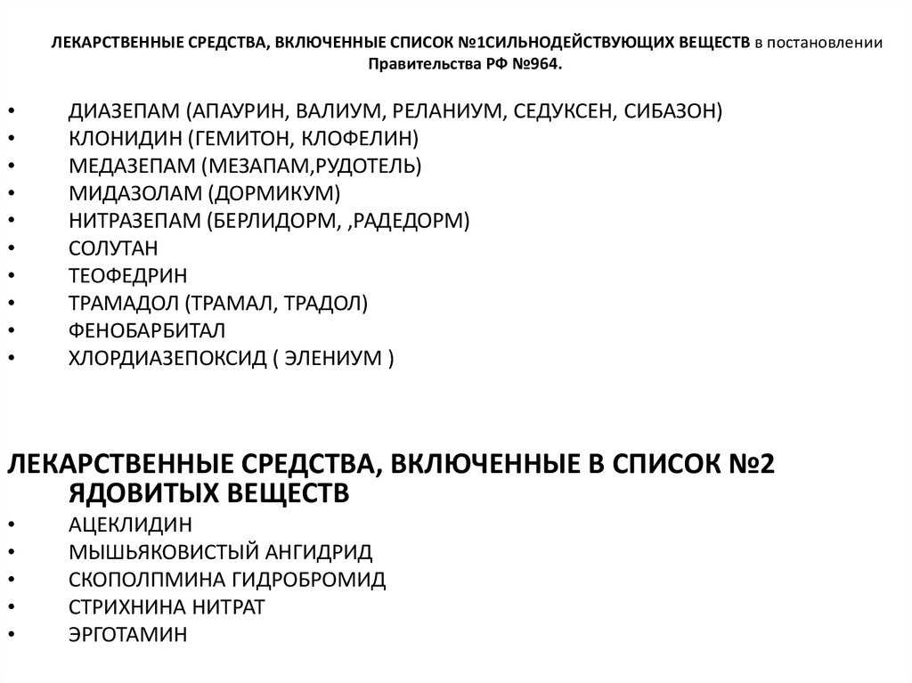 Максимальные суточные и разовые дозы ядовитых и сильнодействующих лекарственных средств