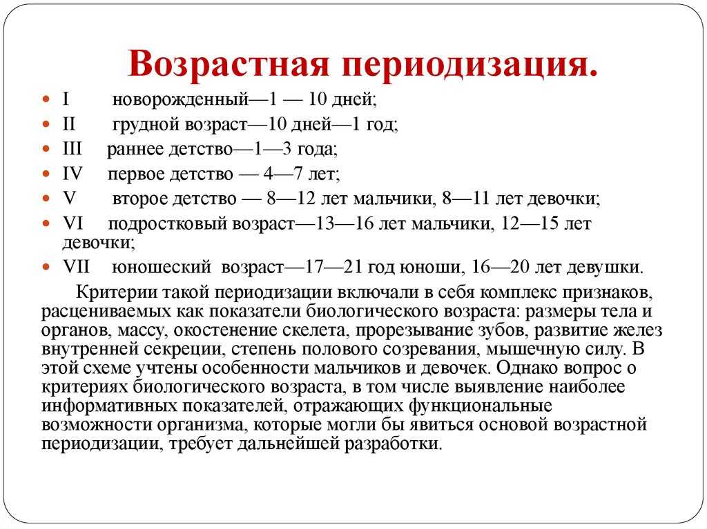 Таблица возрастной периодизации выготского