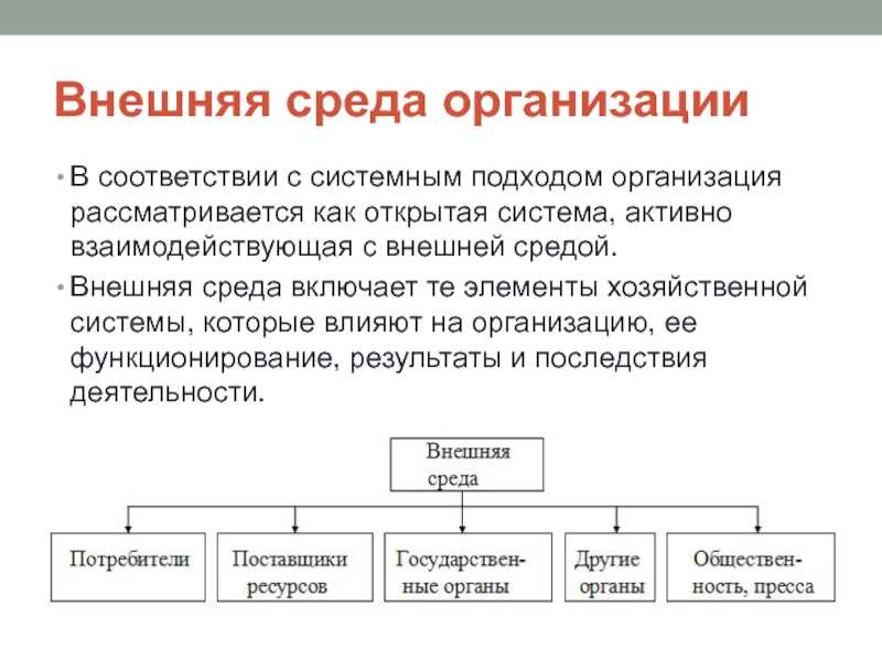 Внешняя среда организации: понятие, факторы