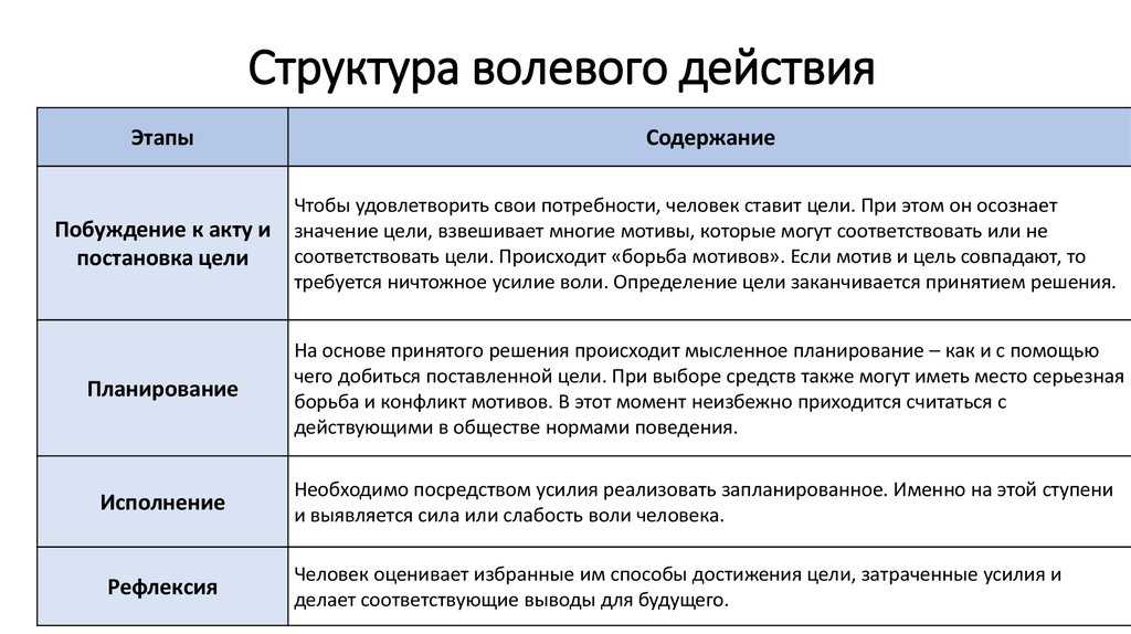 Виды психических процессов: воля