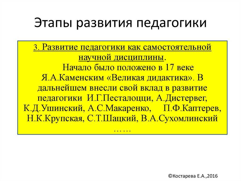 История и основные этапы развития педагогики
