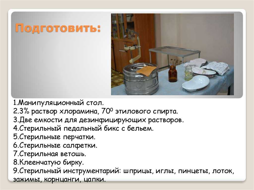 Накрытие мини стерильного стола в процедурном кабинете