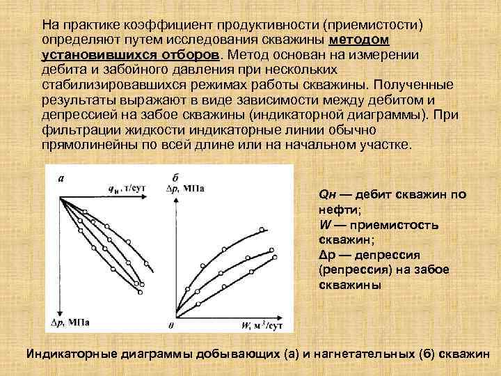 Построение индикаторной диаграммы и определение коэффициента продуктивности скважин