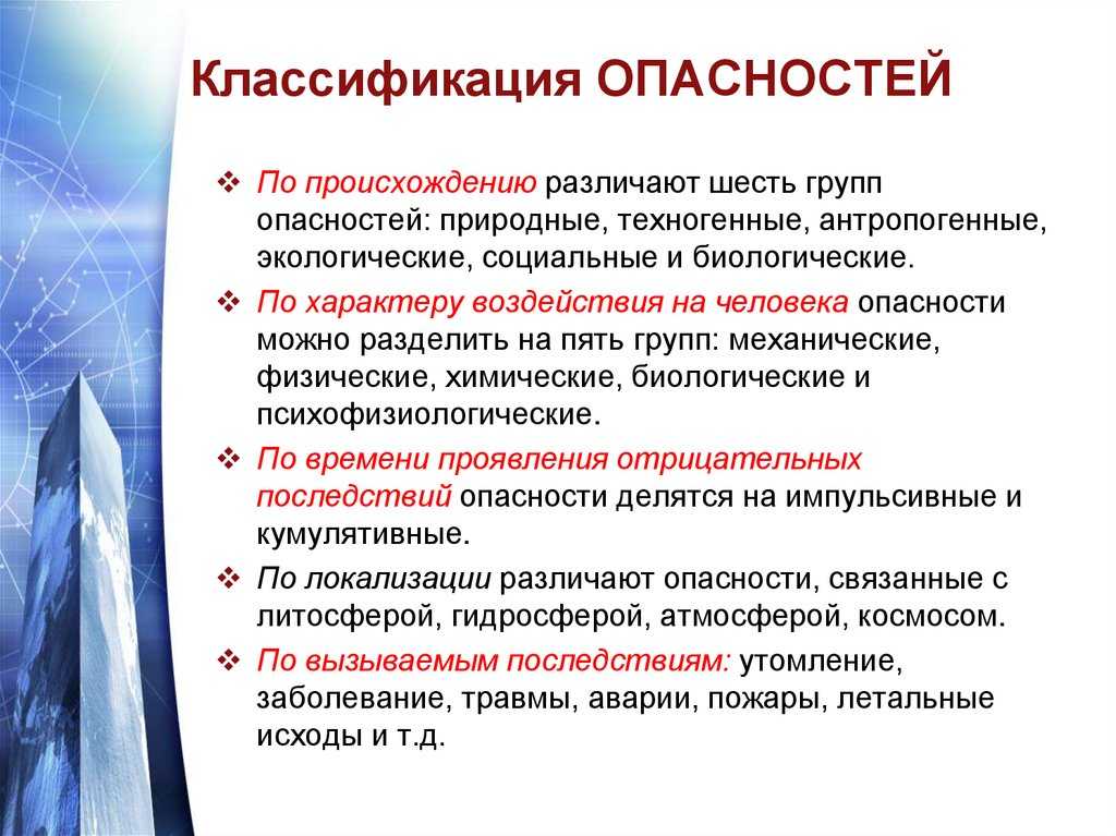 Классификация социальных опасностей