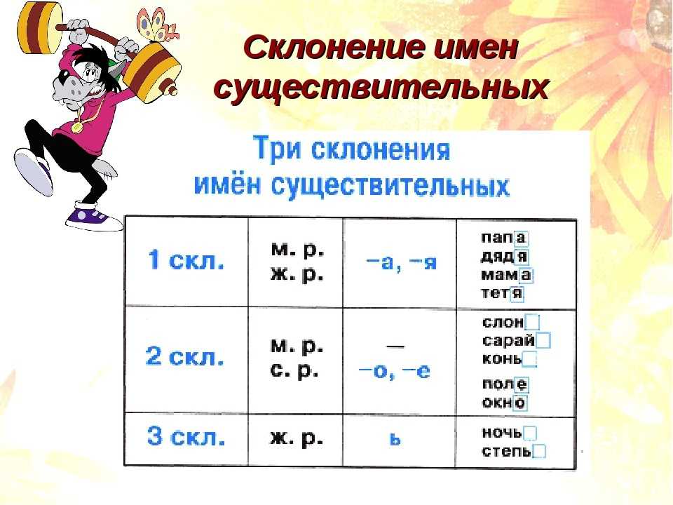 Склонение существительных: как не допускать ошибки (таблица + примеры)