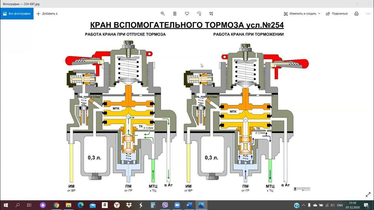 Кран вспомогательного тормоза 254 схема действия