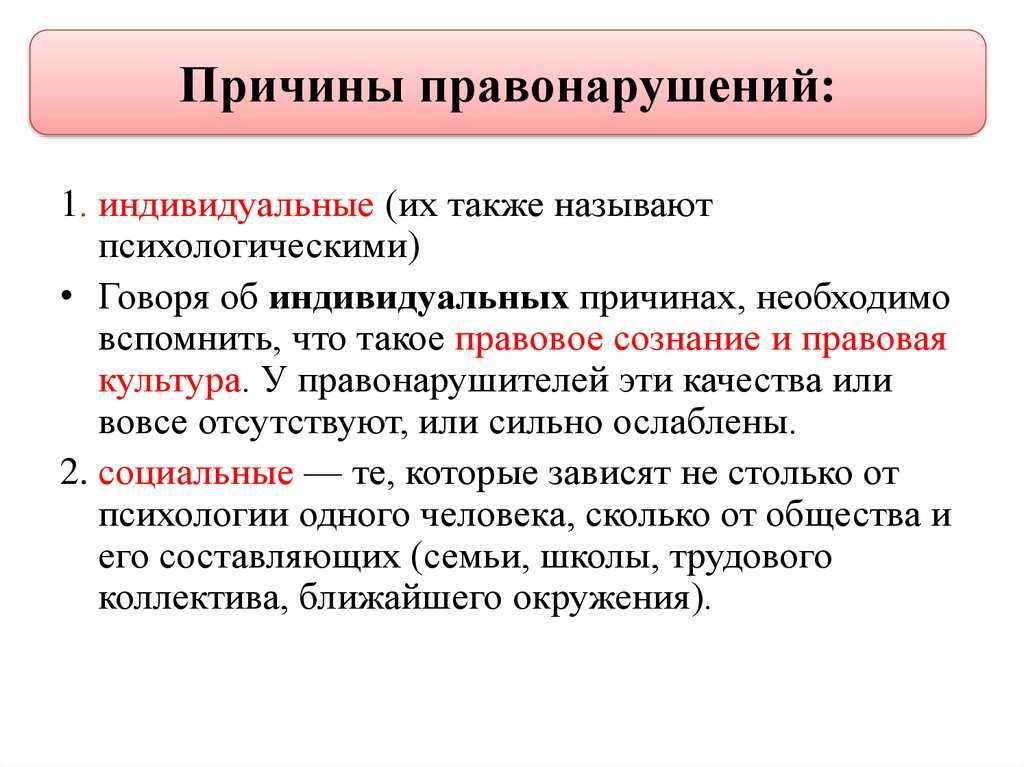 Каковы по вашему мнению причины правонарушений кратко