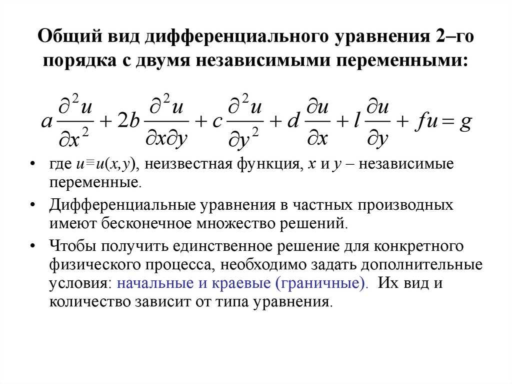 Что такое начальные и граничные условия для дифференциального уравнения