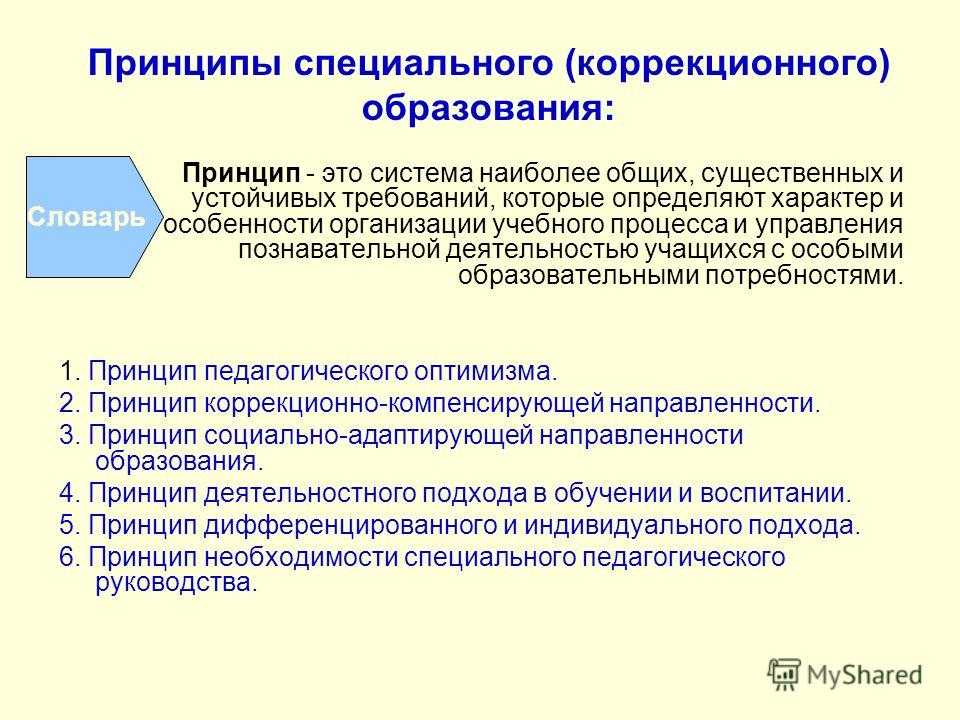 Принципы специального воспитания