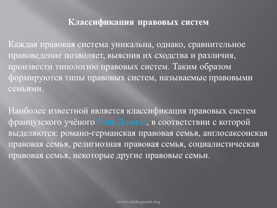Основные правовые системы современности