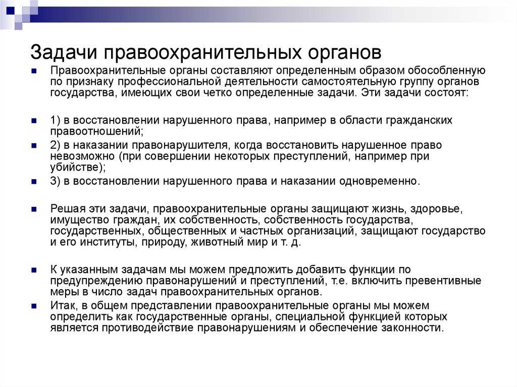 Основные направления правоохранительной деятельности в российской федерации