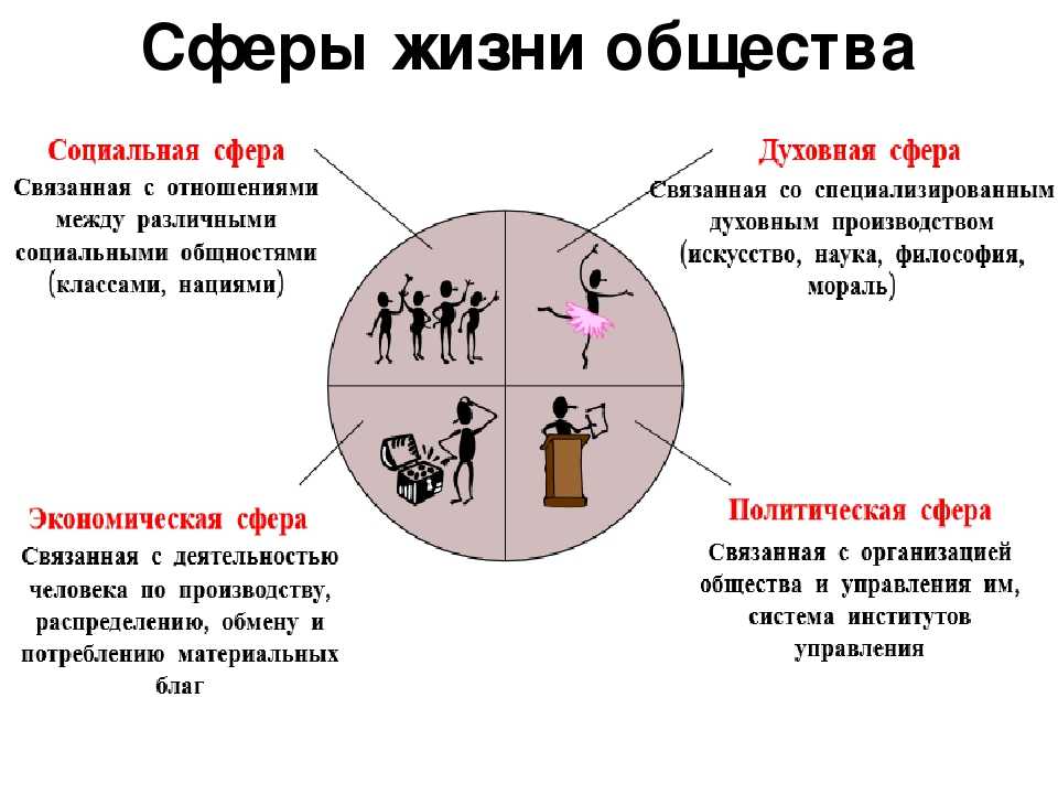 Сферы  общественной жизни: какие бывают виды, что относится к числу основных, иэлементы