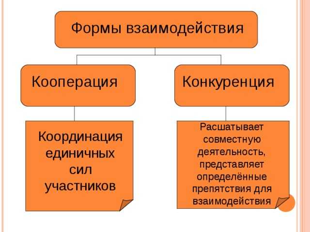 Типы взаимодействия кооперация и конкуренция кратко