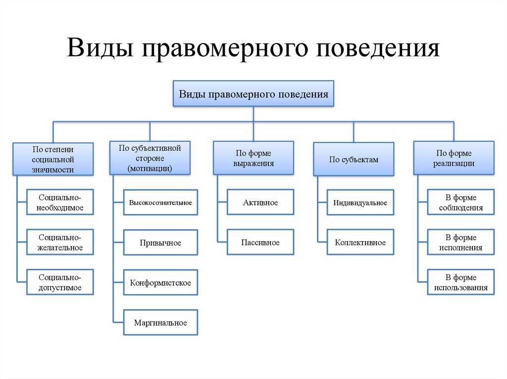 Характеристика видов правомерного поведения