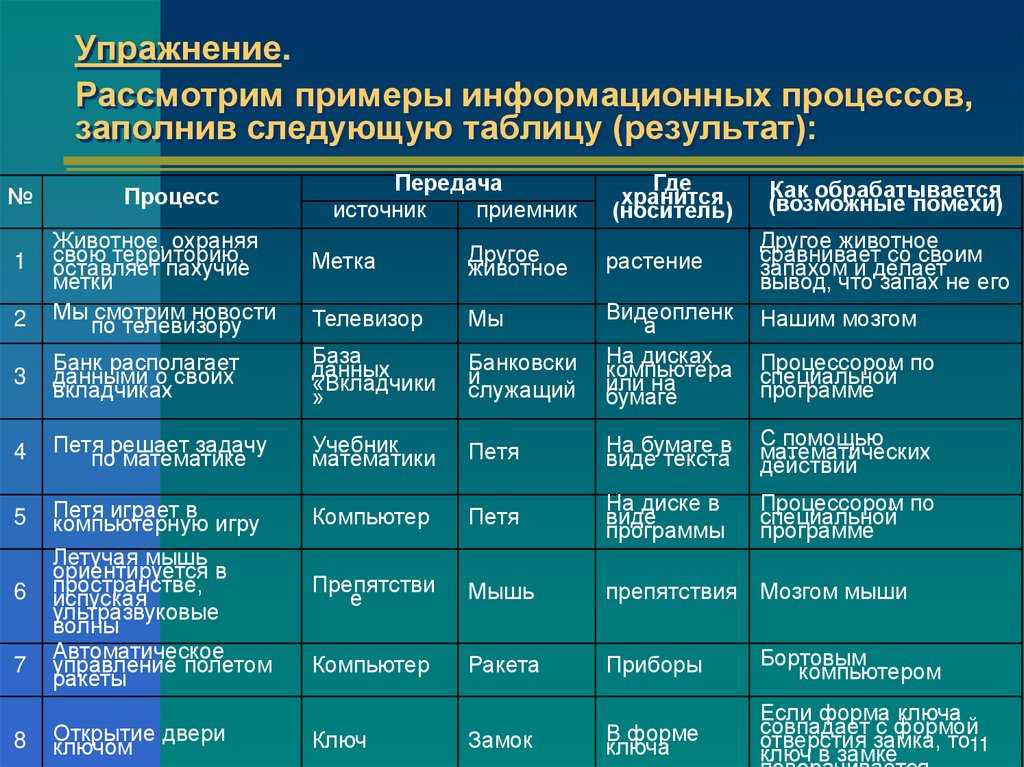 Процессы в информационной системе кратко